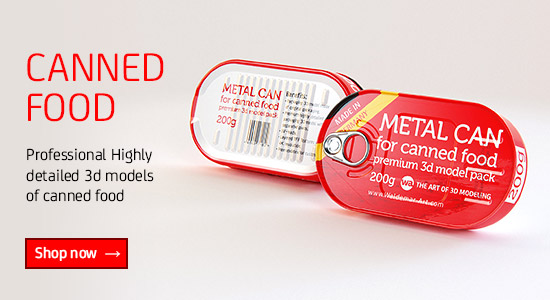 Premium packaging 3D models of Canned Food for Download