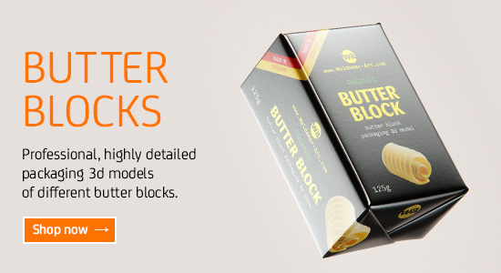 Butter and Spread Block premium packaging 3d models for Download