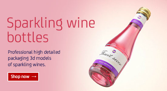 Sparkling wine bottle packaging 3d models for Download