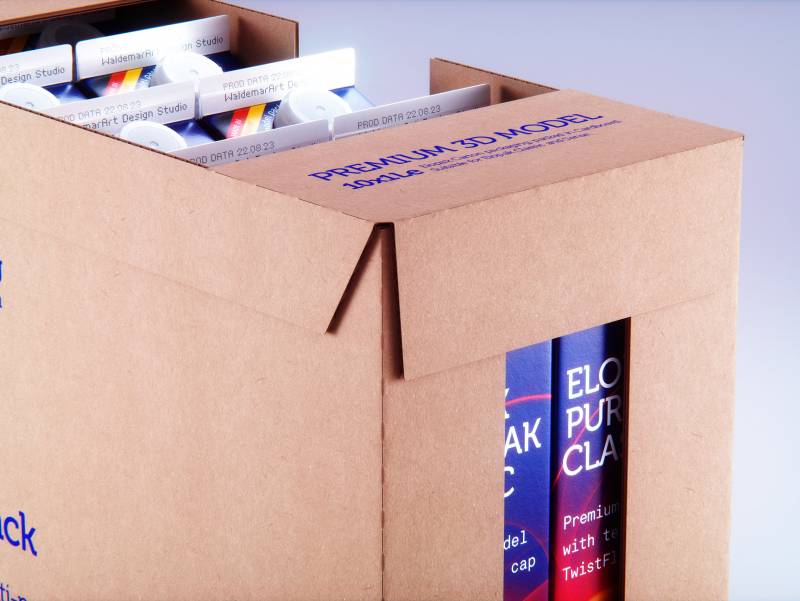Premium multi-pack cardboard 3D model of 10x1000ml Elopak (Classic and Sense) carton packaging
