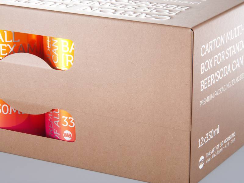 Premium Packaging 3D Model of a Multi-Pack Carton Box for 12x330ml Standard Beer/Soda Cans