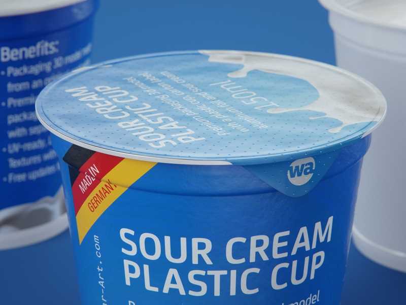 Sour cream plastic cup packaging 3D model 150ml