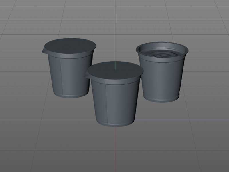 Sour cream plastic cup packaging 3D model 150ml