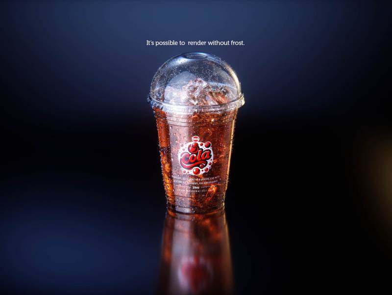 Premium 3D Model of a Cola Plastic Cup 16oz with DOME lid, Filled with Ice Cubes, Covered in Water Condensation, and Containing Bubbles in the Liquid