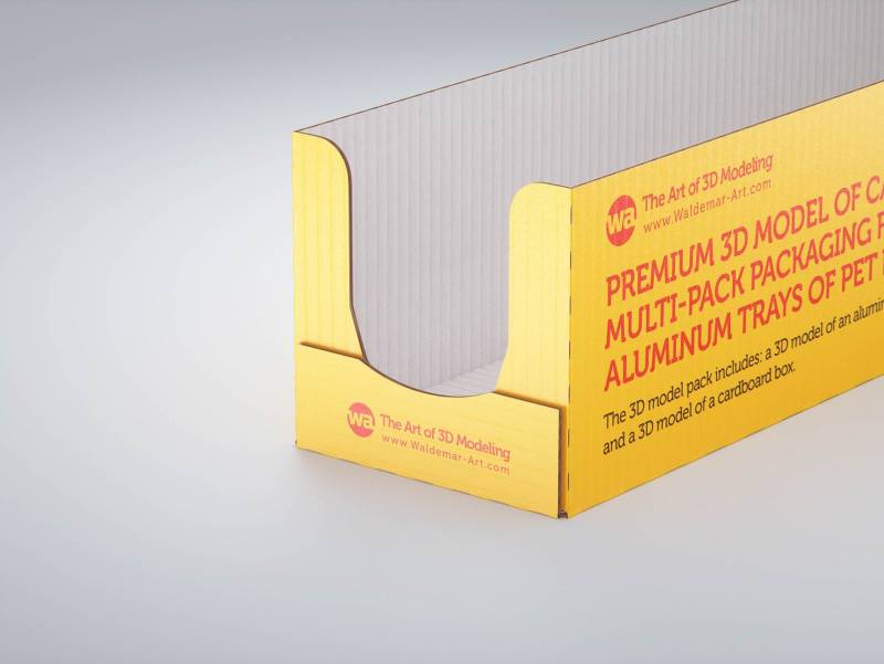 Cardboard multi-pack packaging for 16x100g aluminum trays of pet food premium 3d model