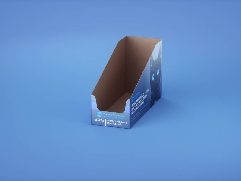 Premium 3D model of carton multi-pack packaging for 16x75g plastic pouches of pet food