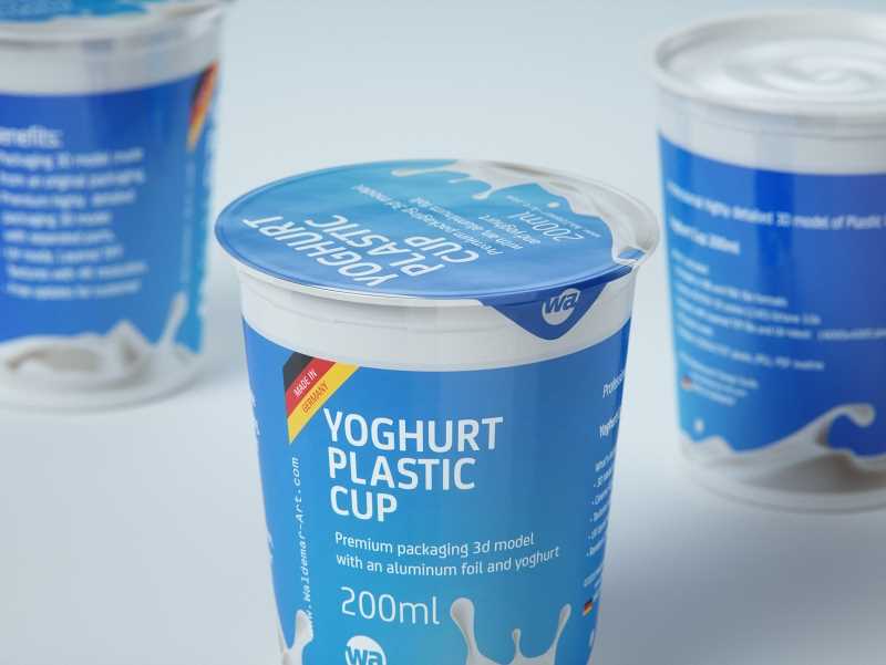 Premium Packaging 3D model of Yoghurt Plastic Cup 200ml