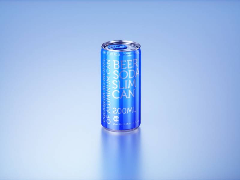Premium 3D Model of 200ml Slim Soda Can Packaging