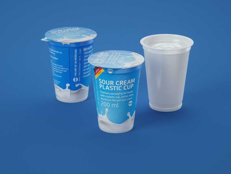 Sour cream premium packaging 3D model 200ml