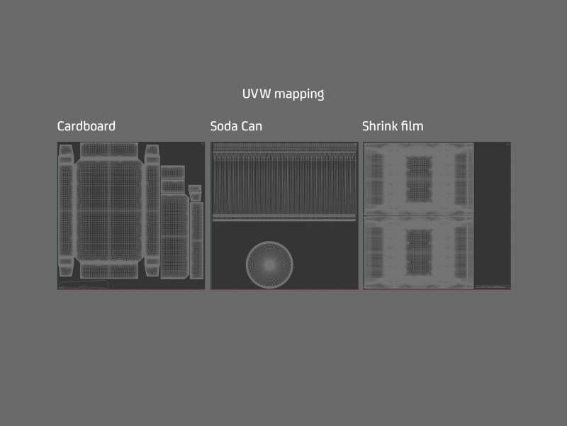 Multi-pack of 24x330ml Standard Beer/Soda Cans packed in cardboard and wrapped in shrink film premium packaging 3d model