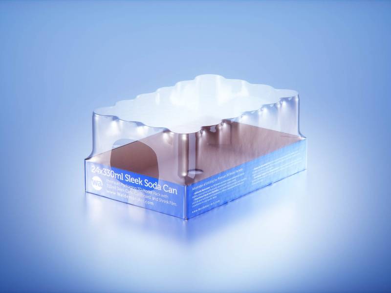 Multipack of 24x330ml Sleek Soda Cans packed in cardboard and wrapped in shrink film premium 3d model