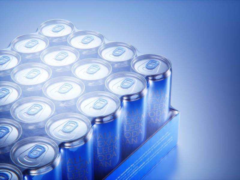 Multipack of 24x330ml Sleek Soda Cans packed in cardboard and wrapped in shrink film premium 3d model