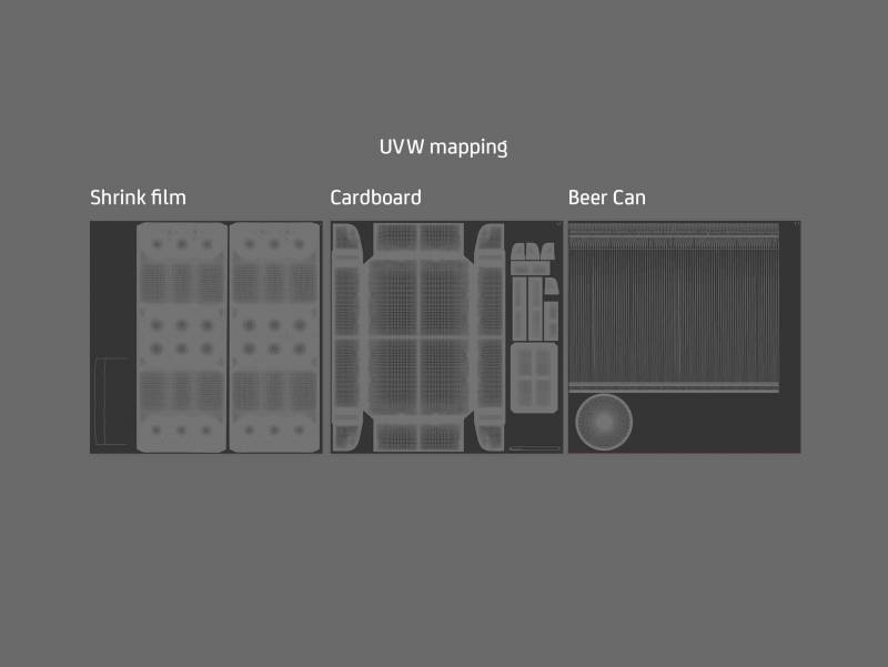 Premium Multi-pack Packaging 3D model with 4 Sets of 6x500ml Standard Cans Each, Wrapped in Shrink Film and Packed in Cardboard