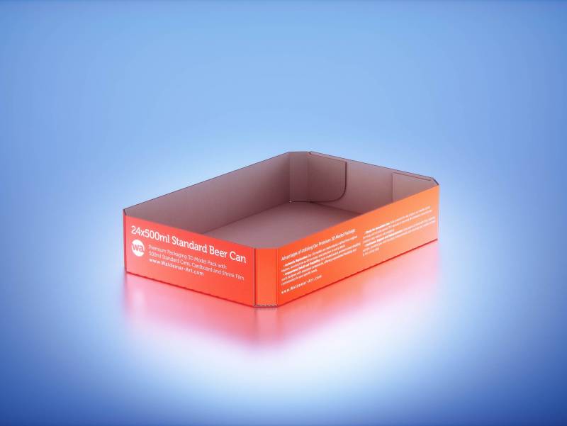 Multi-pack of 24x500ml Standard Beer/Soda Cans packed in cardboard and wrapped in shrink film premium packaging 3d model