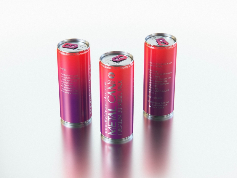 250ml Ball (Rexam) Slim Soda Can packaging 3D model