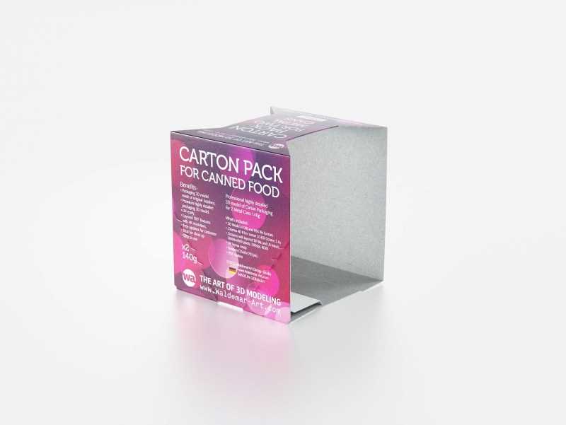 2x140g Metal Can for Canned Food Carton Pack 3D model