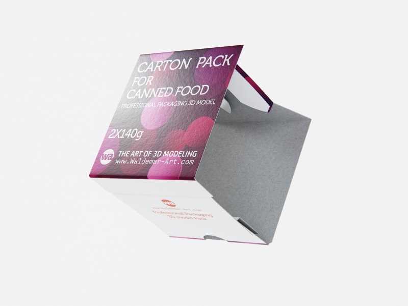 2x140g Metal Can for Canned Food Carton Pack 3D model