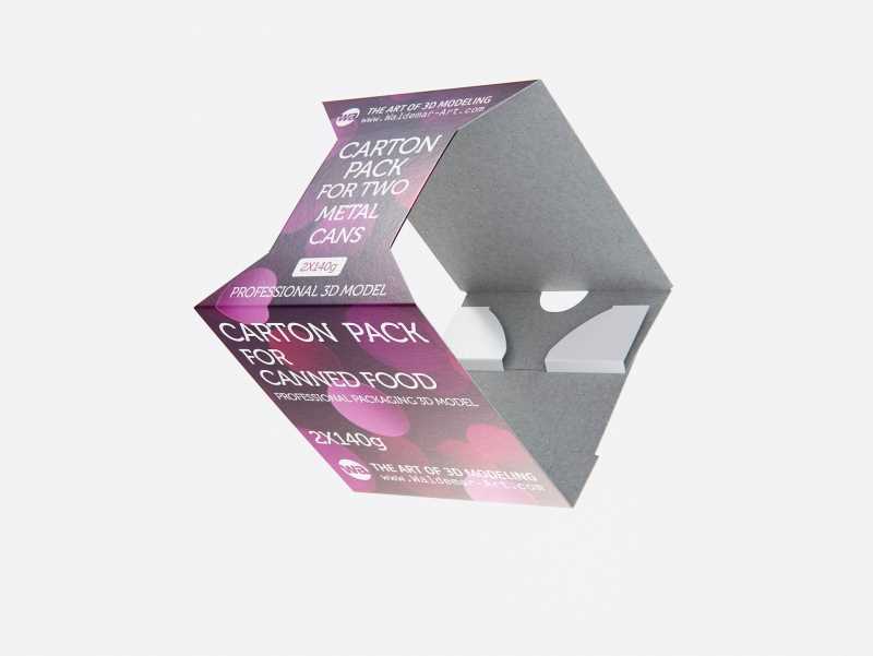 2x140g Metal Can for Canned Food Carton Pack 3D model