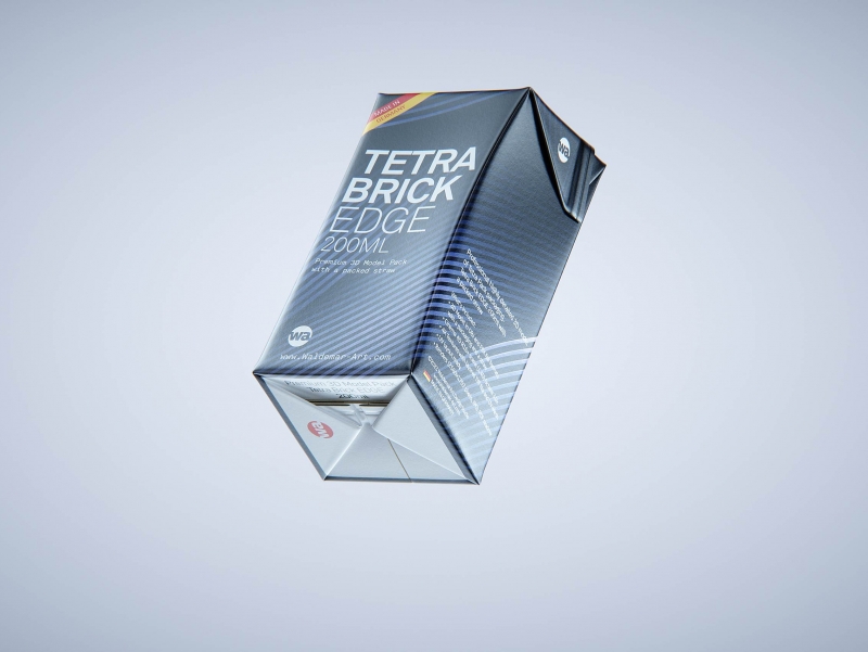 Premium 3D Model of 3x200ml Tetra Brik Edge Cartons in Shrink Film Wrap