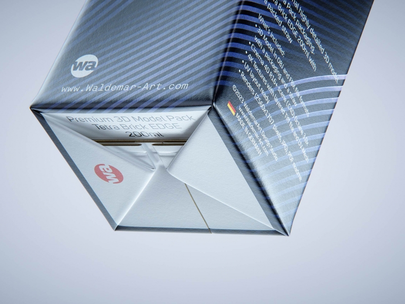 Premium 3D Model of 3x200ml Tetra Brik Edge Cartons in Shrink Film Wrap