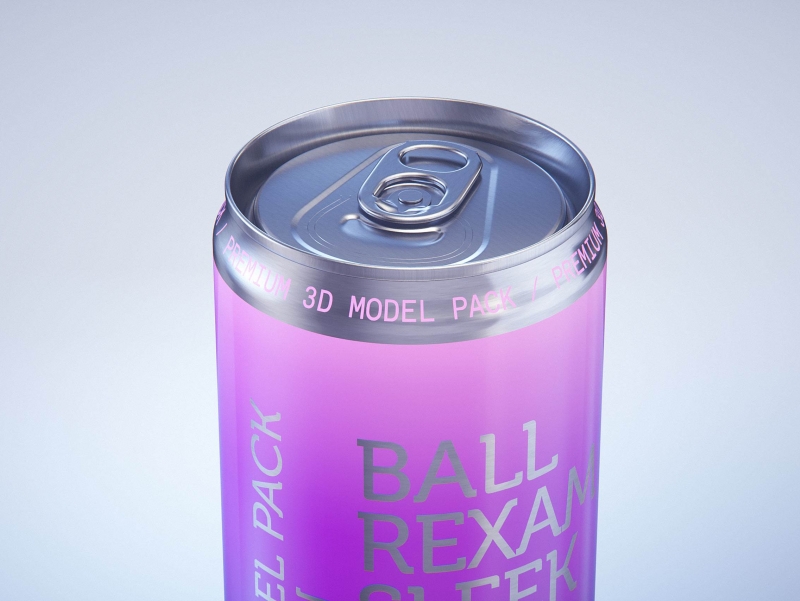 Premium packaging 3D Model of 4x350ml/355ml Sleek Soda Cans in Shrink Film Wrap