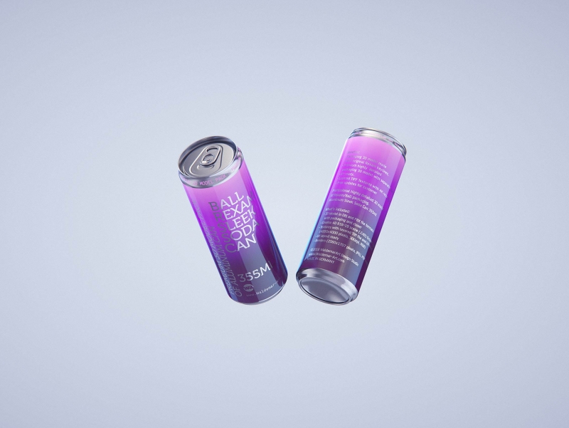 Premium packaging 3D Model of 4x350ml/355ml Sleek Soda Cans in Shrink Film Wrap