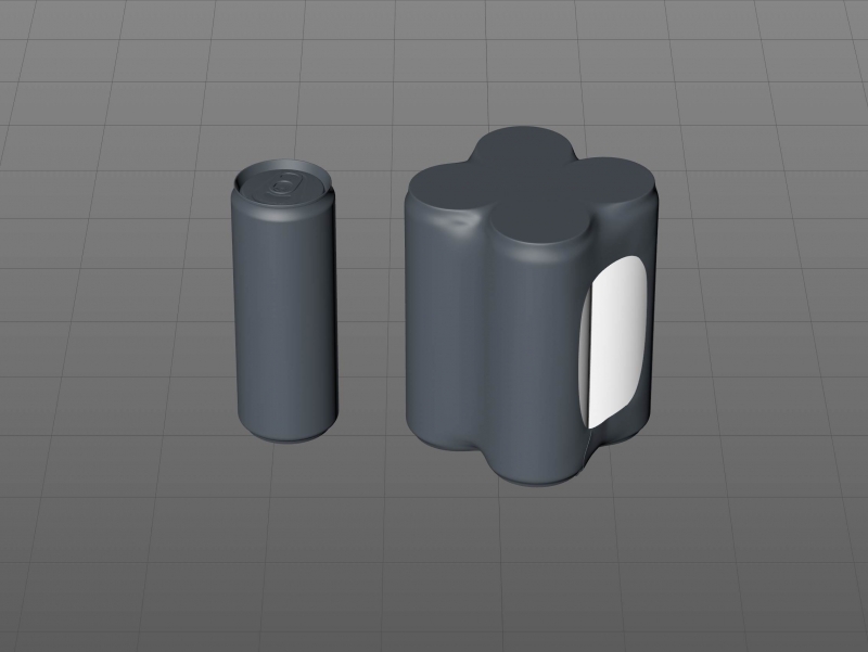 Premium packaging 3D Model of 4x350ml/355ml Sleek Soda Cans in Shrink Film Wrap