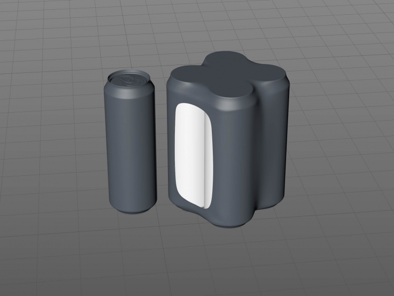 Premium packaging 3D Model of 4x568ml Standard Beer/Soda Cans in Shrink Film Wrap