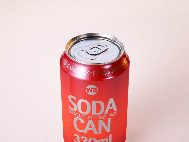 Premium packaging 3D Model of 4x330ml Standard Beer/Soda Cans in Shrink Film Wrap