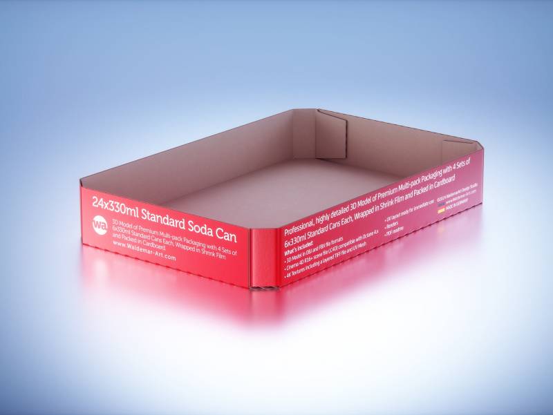 4 Sets of 6x330ml Standard Cans Each, Wrapped in Shrink Film and Packed in Cardboard Multi-pack Packaging 3D model pack