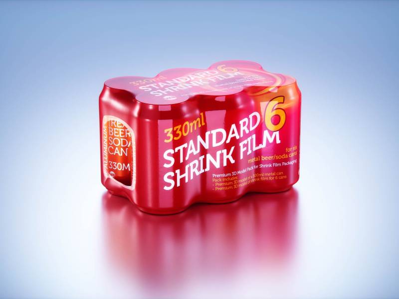 4 Sets of 6x330ml Standard Cans Each, Wrapped in Shrink Film and Packed in Cardboard Multi-pack Packaging 3D model pack