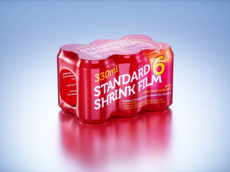 4 Sets of 6x330ml Standard Cans Each, Wrapped in Shrink Film and Packed in Cardboard Multi-pack Packaging 3D model pack