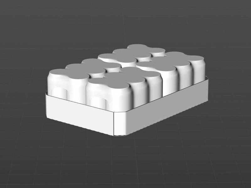 4 Sets of 6x330ml Standard Cans Each, Wrapped in Shrink Film and Packed in Cardboard Multi-pack Packaging 3D model pack