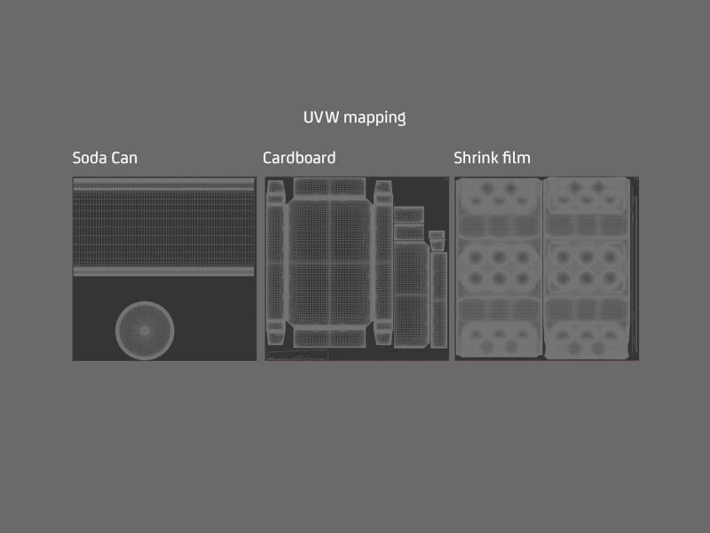 4 Sets of 6x330ml Standard Cans Each, Wrapped in Shrink Film and Packed in Cardboard Multi-pack Packaging 3D model pack