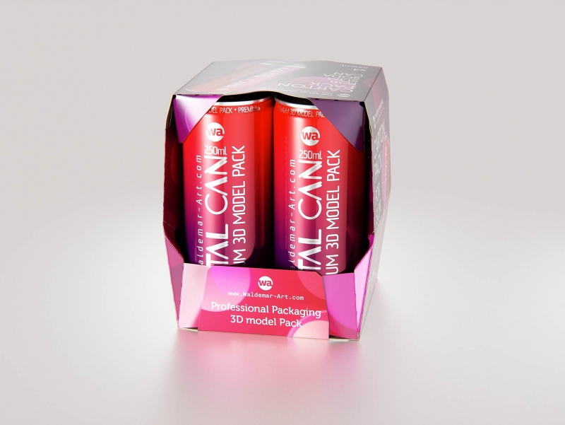 Premium Packaging 3D Model of carton package for 4x250ml Slim Soda Can  