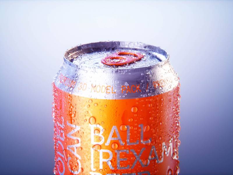 BALL (REXAM) Metal Standard Beer/Soda Can 500ml packaging 3D model with water condensation and frost