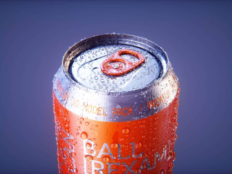 BALL (REXAM) Metal Standard Beer/Soda Can 500ml packaging 3D model with water condensation and frost