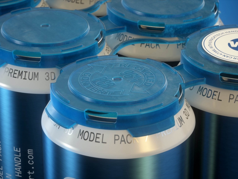 6x PakTech Plastic Handle for Metal Cans 3D model