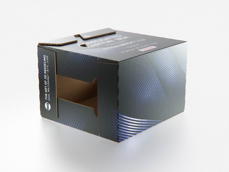 Premium Packaging 3D Model of corrugated cardboard box for 6x1000ml Tetra Brick Edge