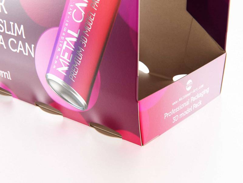 Premium Packaging 3D Model of carton box for 6x250ml Slim Soda Can