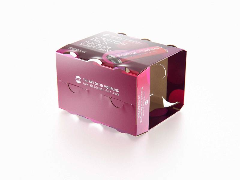 Premium Packaging 3D Model of carton box for 6x250ml Slim Soda Can