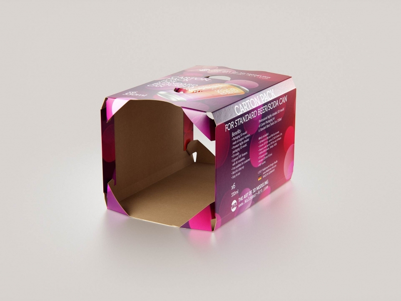 Premium Packaging 3D Model of carton package for 6x330ml Standard Beer/Soda Can