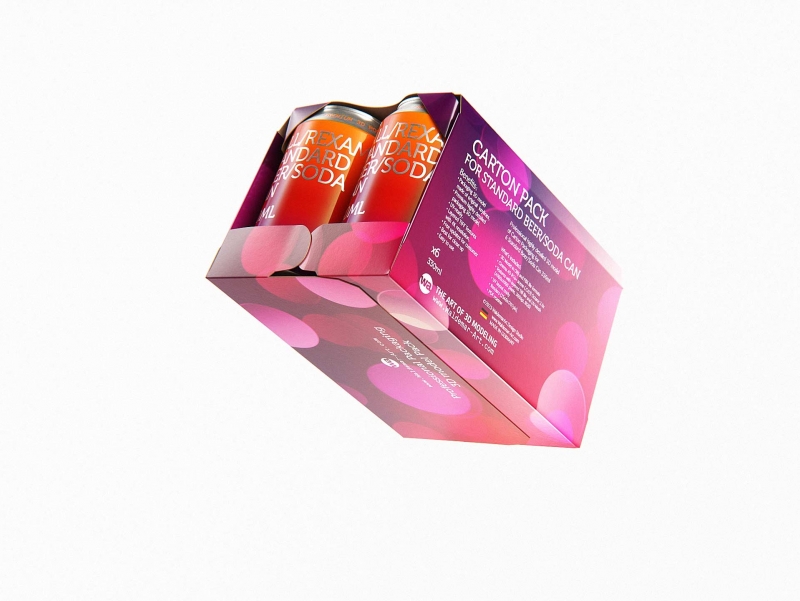 Premium Packaging 3D Model of carton package for 6x330ml Standard Beer/Soda Can  