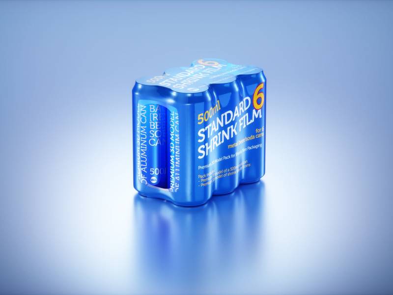 Shrink Film Multi-Pack Packaging for 6x500ml Standard Beer Cans Premium 3D model