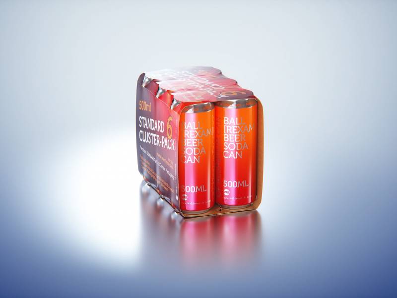 Premium Packaging 3D Model of Carton Cluster-Pack  for 6x500ml Standard Soda/Beer Can