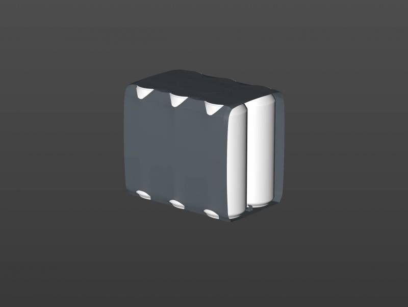 Premium Packaging 3D Model of Carton Cluster-Pack  for 6x500ml Standard Soda/Beer Can