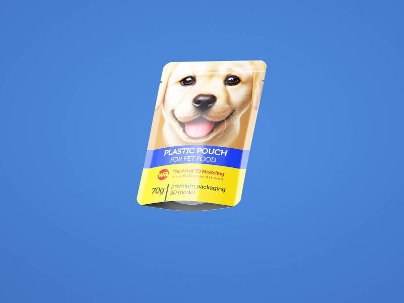 Premium 3D model of carton multi-pack packaging for 6x70g plastic pouches of pet food
