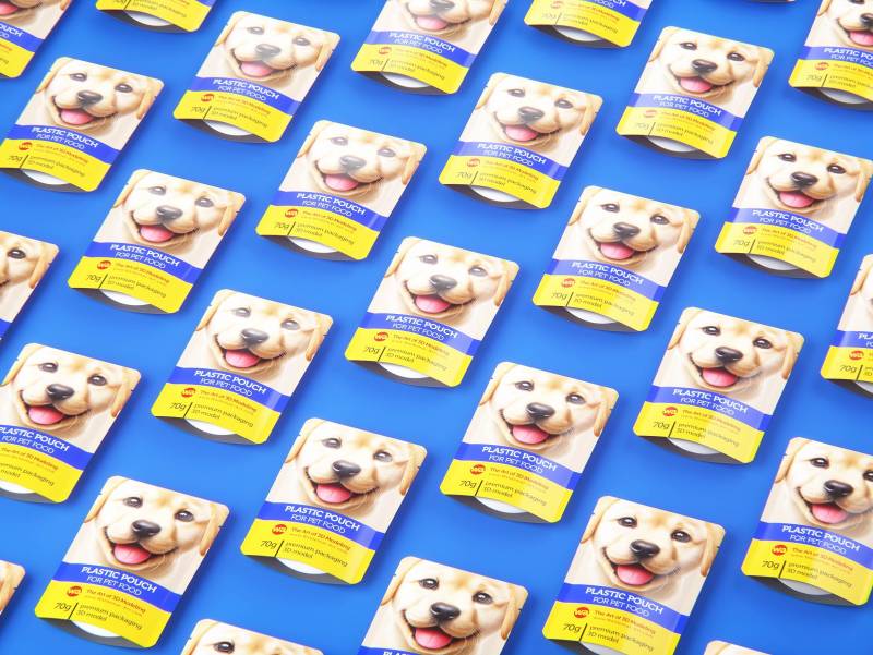 Premium 3D model of carton multi-pack packaging for 6x70g plastic pouches of pet food