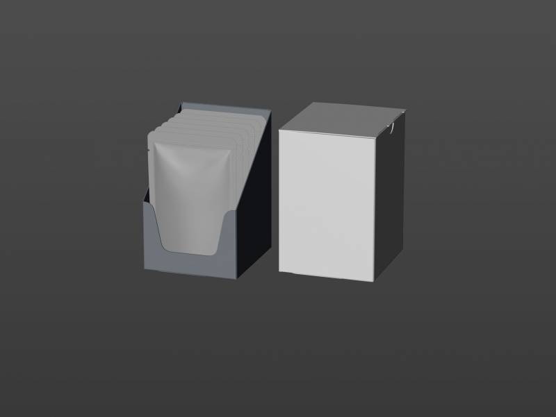 Premium 3D model of carton multi-pack packaging for 6x70g plastic pouches of pet food