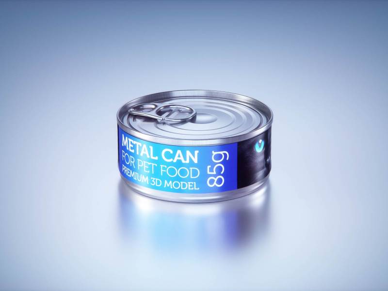 Premium 3D model of cardboard multi-pack packaging for 6x85g metal cans of pet food